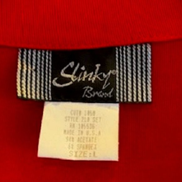 Slinky Brand Red Long Sleeve Button Front Shirt Top Fake Flap Pockets Sz: L - Picture 6 of 6